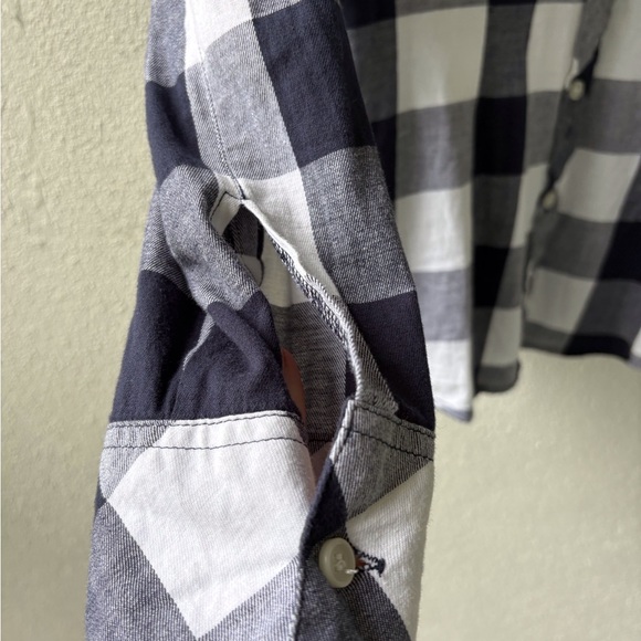 Thread & Supply Navy/White Check Button Up Long Sleeve Women Size L Pockets - Picture 6 of 10